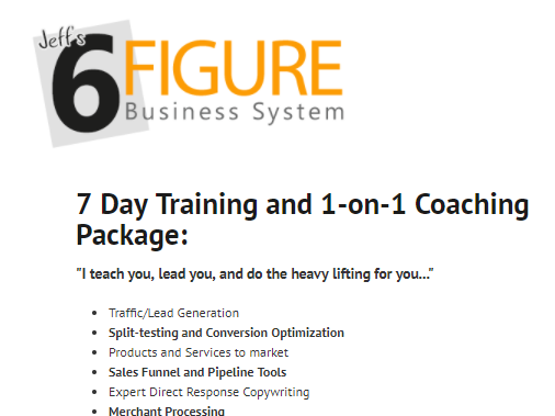 Jeff's 6 Figure Business System