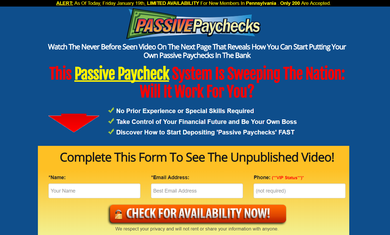 Passive Paychecks system