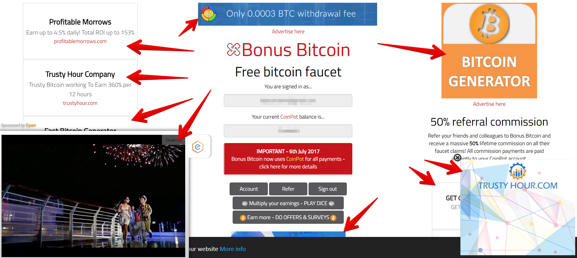 Bonus Bitcoin ads