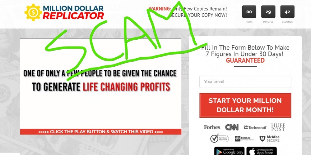 Million Dollar Replicator scam
