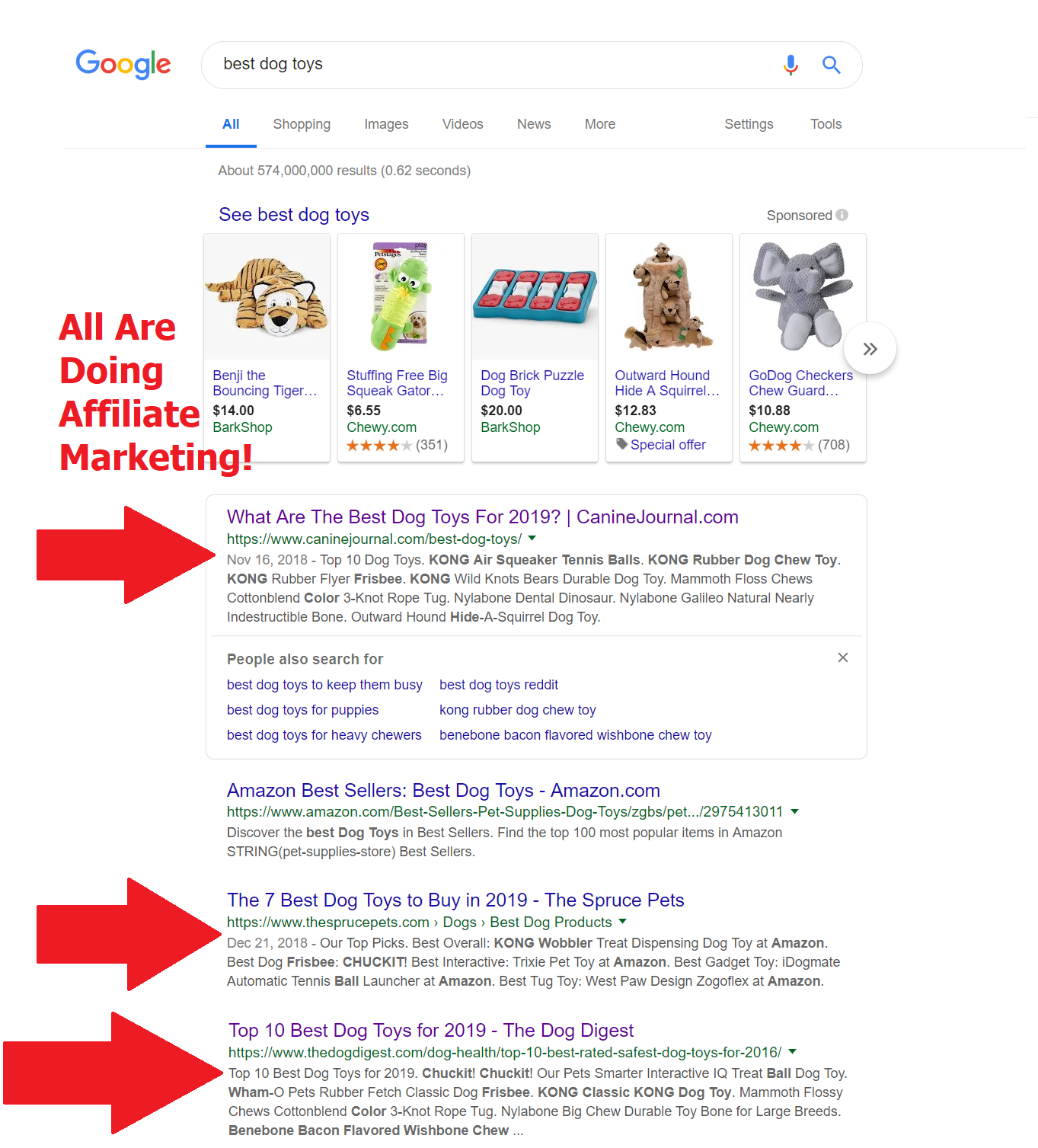 dog toys search