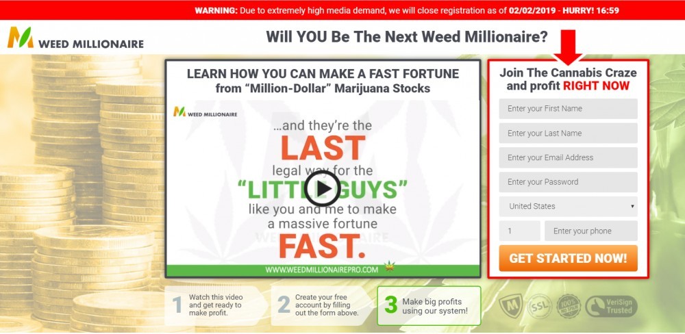 Weed Millionaire Scam